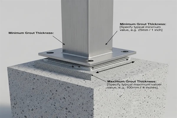 حداقل و حداکثر ضخامت گروت زیر صفحه ستون
