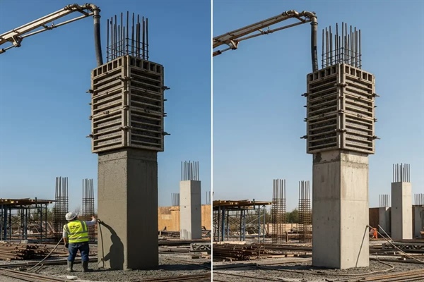 بتن‌ریزی ستون در دو مرحله — راهنمای اجرا، نکات فنی و مراقبت‌ها