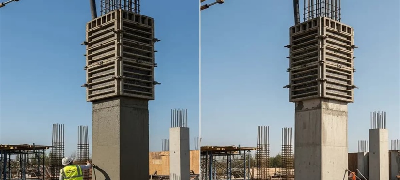 بتن‌ریزی ستون در دو مرحله — راهنمای اجرا، نکات فنی و مراقبت‌ها