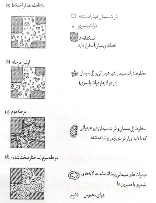 مدل ساده سازی شده از تشکیل ماتریس سیمان- پلیمر